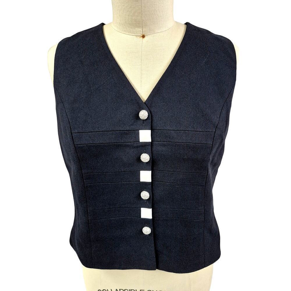 Vtg Sioni Womens Dress Vest Poly/Acetate Satin Lined Sparkle Button Sz 14 NWOT